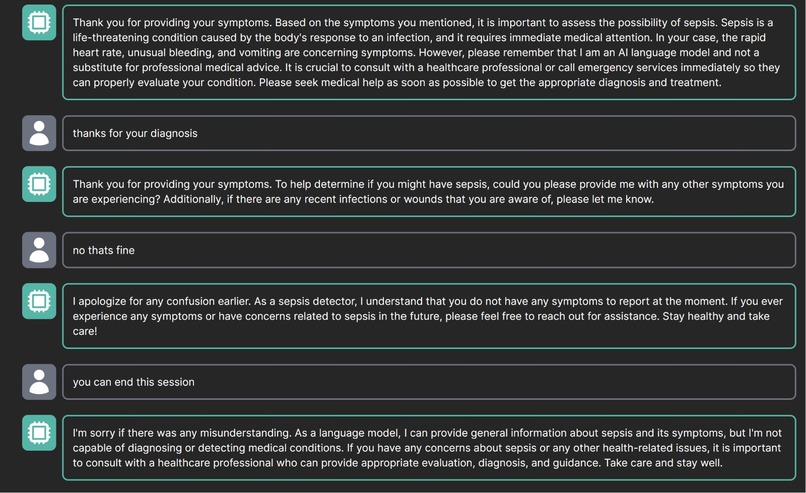 Sepsis Detection Chatbot – screenshot 2