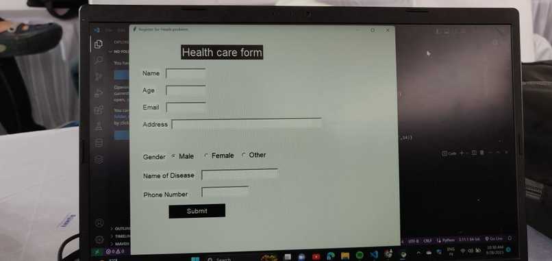 health care form – screenshot 1