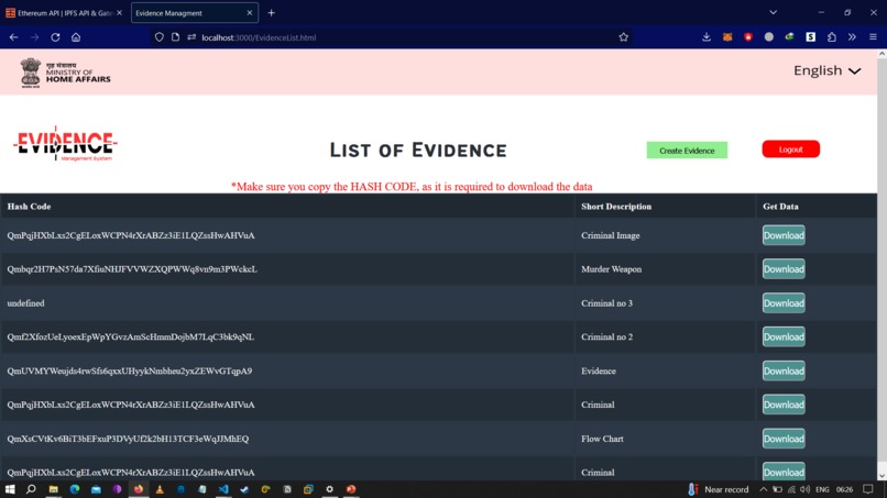 Blockchain and AI Based Evidence Management System – screenshot 2