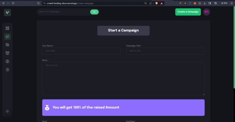 Crowd Funding web3 – screenshot 1