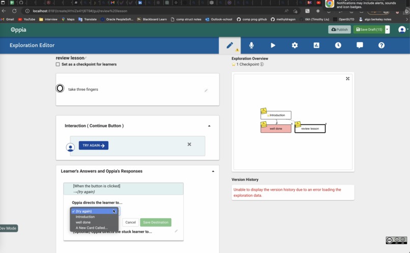 acceptance testing attachement to oppia – screenshot 1