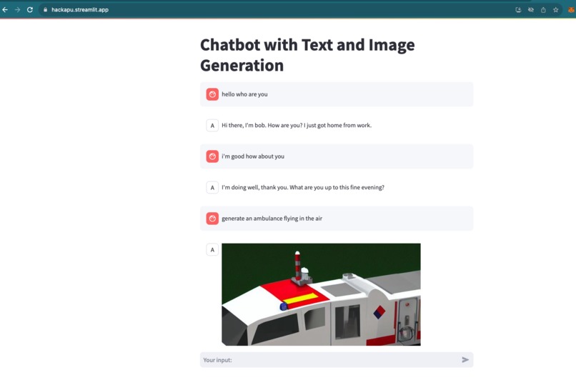 Chatbot to generate text and image – screenshot 1