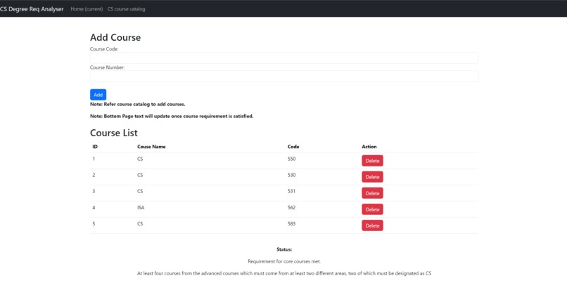Degree Requirement Analyser – screenshot 1