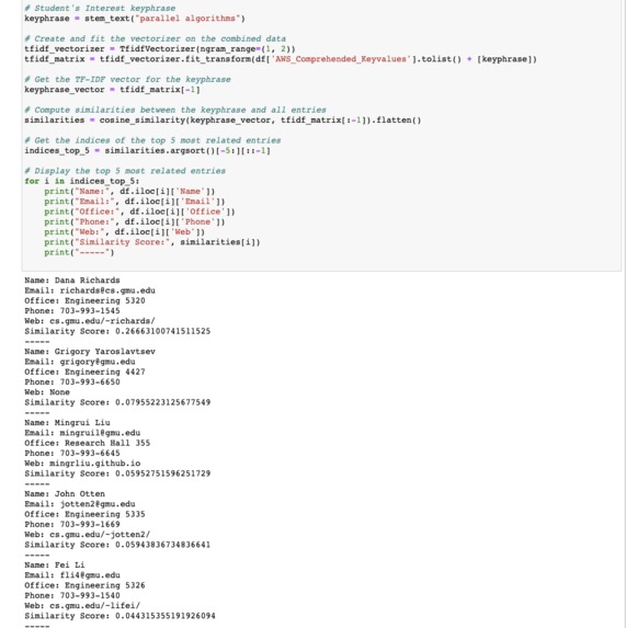 Student Professor Recommendation System – screenshot 4