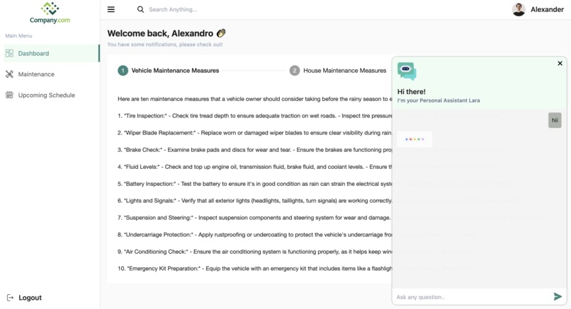Self Maintenance App – screenshot 1