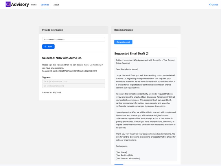 Advisory | Optimized signature requests – screenshot 3