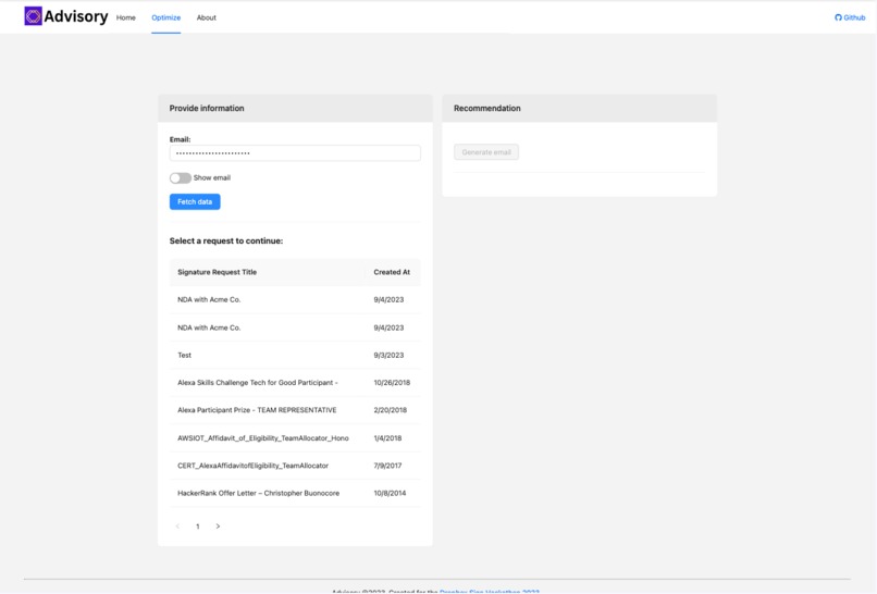 Advisory | Optimized signature requests – screenshot 2