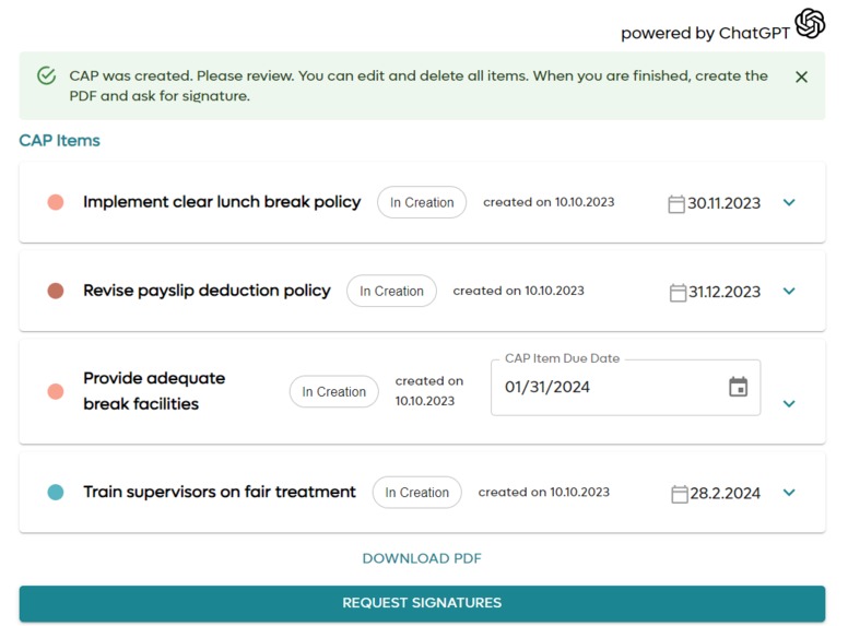 Corrective Action for Complaints around the globe – screenshot 7
