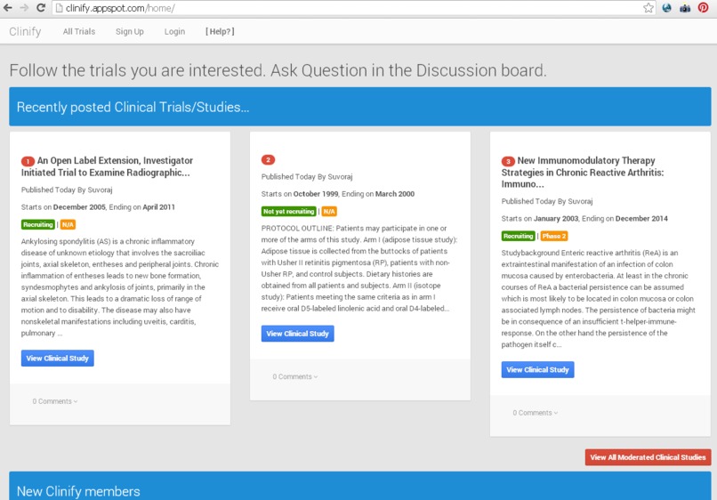 Clinify Collaboration Platform for clinical trials – screenshot 2