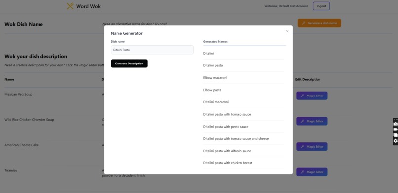 Word Wok: Your personal AI menu content designer – screenshot 3