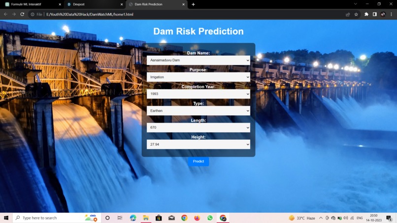 DamWatchML – screenshot 2