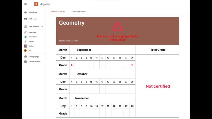School journal – screenshot 2