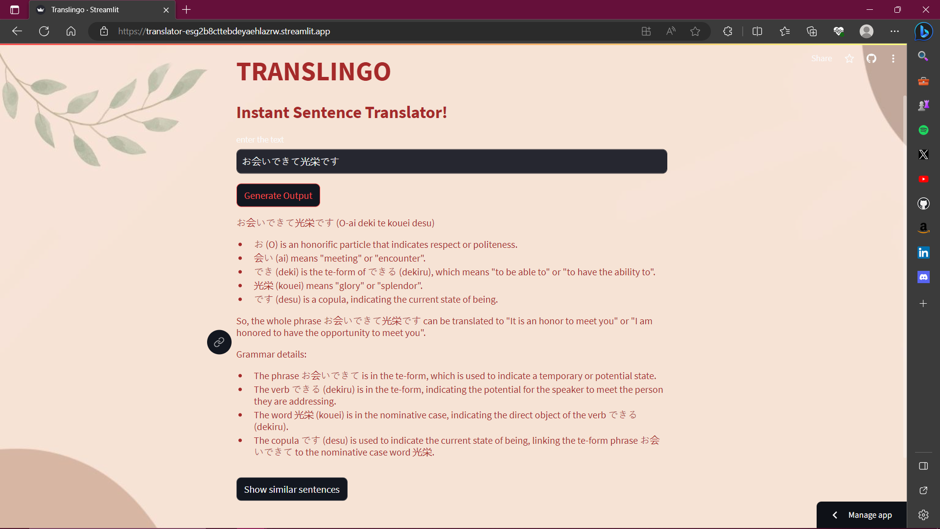 Translingo instant sentence translator devpost