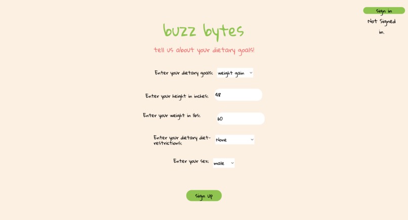 Buzz Bytes - Your Personalized Dining Hall Meal Planner – screenshot 1