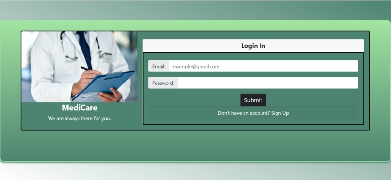 MediCare:A healthTrack system – screenshot 2