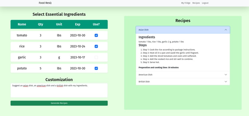 Food ResQ : AI Recommended Recipes To Reduce Food Waste – screenshot 6