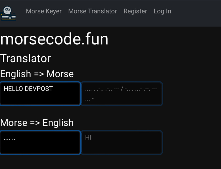 morsecode.fun – screenshot 2