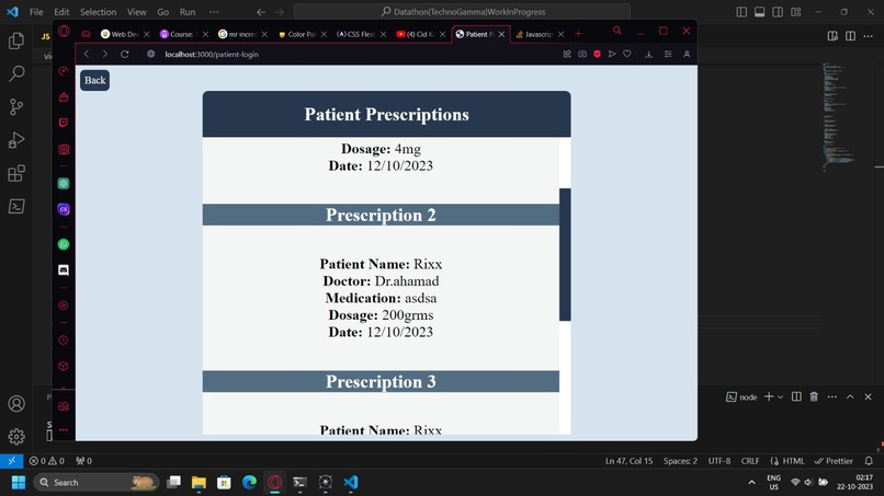 Real Time Medical Allergy/Side Effects verification system – screenshot 2