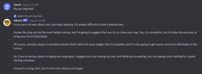 Advice Chatbot – screenshot 1