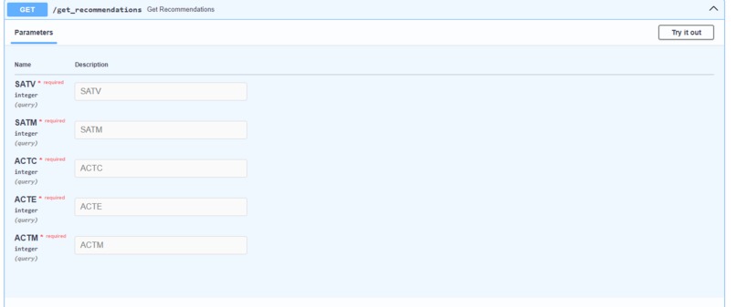 College Recommendation Engine – screenshot 2