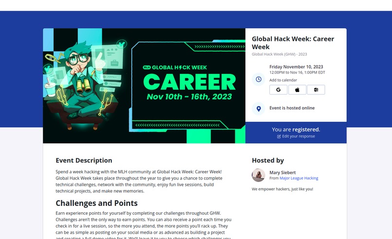 Register for career week – screenshot 1