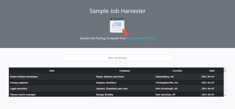 Sample Job Harvester – screenshot 3