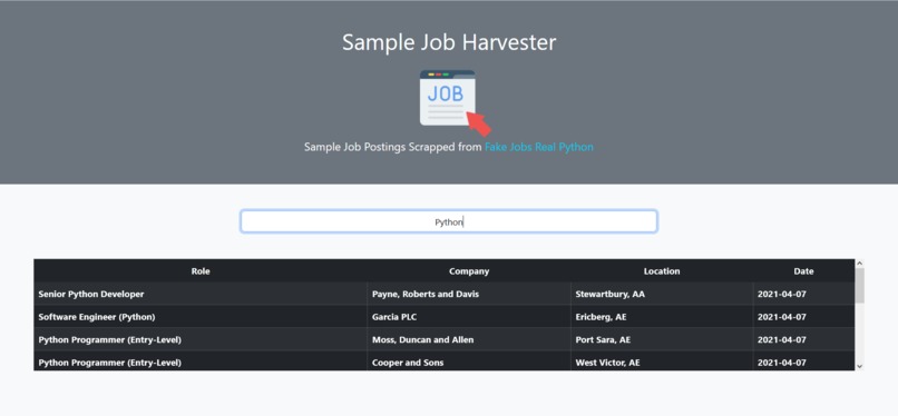 Sample Job Harvester – screenshot 4