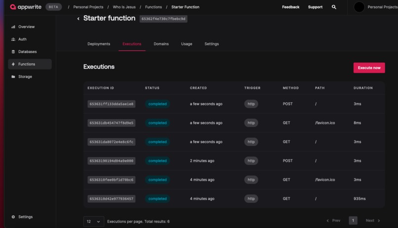 Appwrite – screenshot 1
