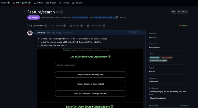 Open Source Organizations – screenshot 2