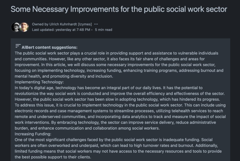 AlBert: Effortless content creation in Confluence – screenshot 1