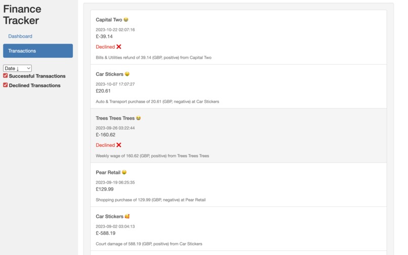 Capital One Finance Tracker – screenshot 2