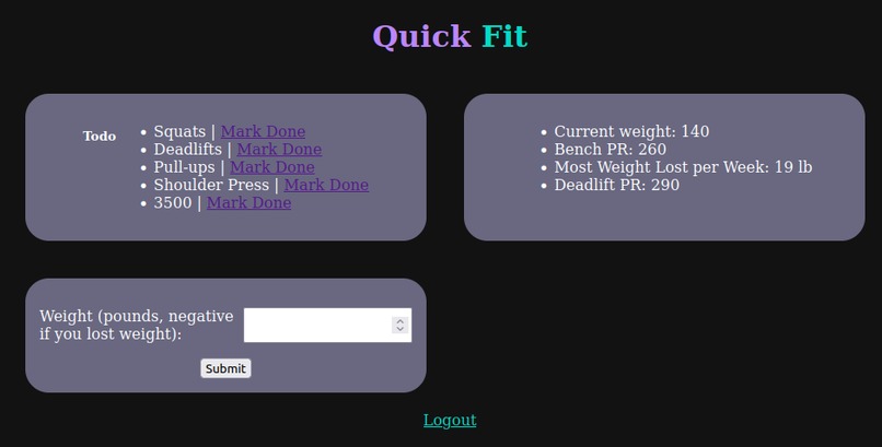 QuickFit – screenshot 1