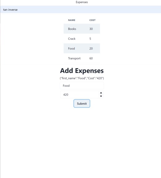 Budget Web App – screenshot 2