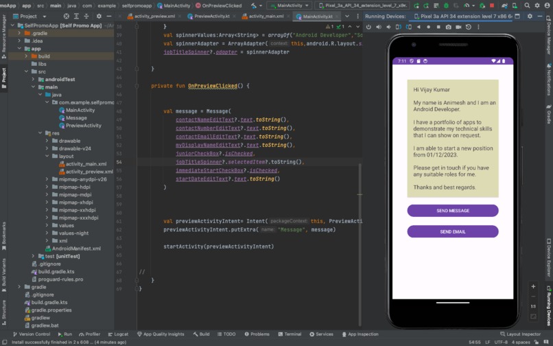 Self Promo Application – screenshot 2
