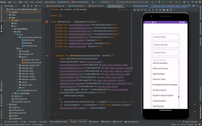 Self Promo Application – screenshot 3