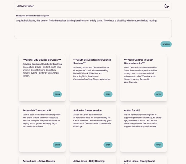 Social Service Activity Finder – screenshot 2
