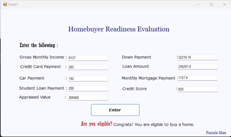 Homebuyer Readiness Evaluation – screenshot 1