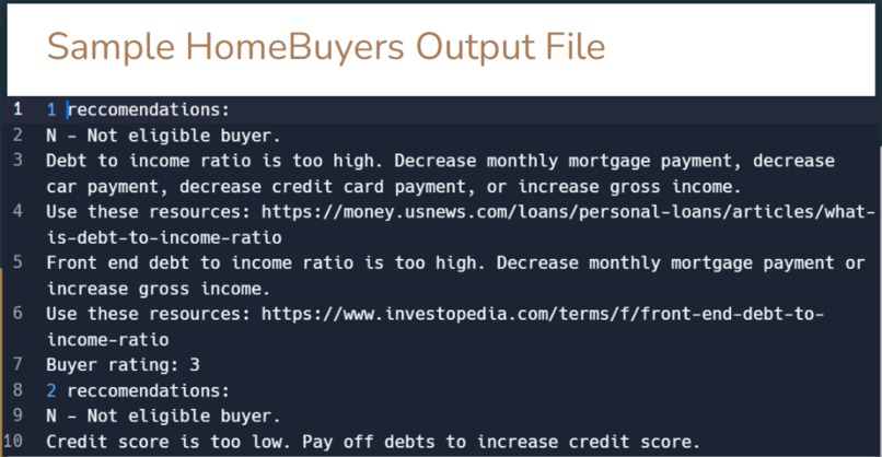 HomeBuyerApplication – screenshot 2