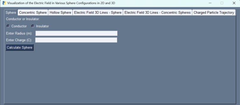 Electric Field in Various Sphere Configurations in 2D and 3D – screenshot 1