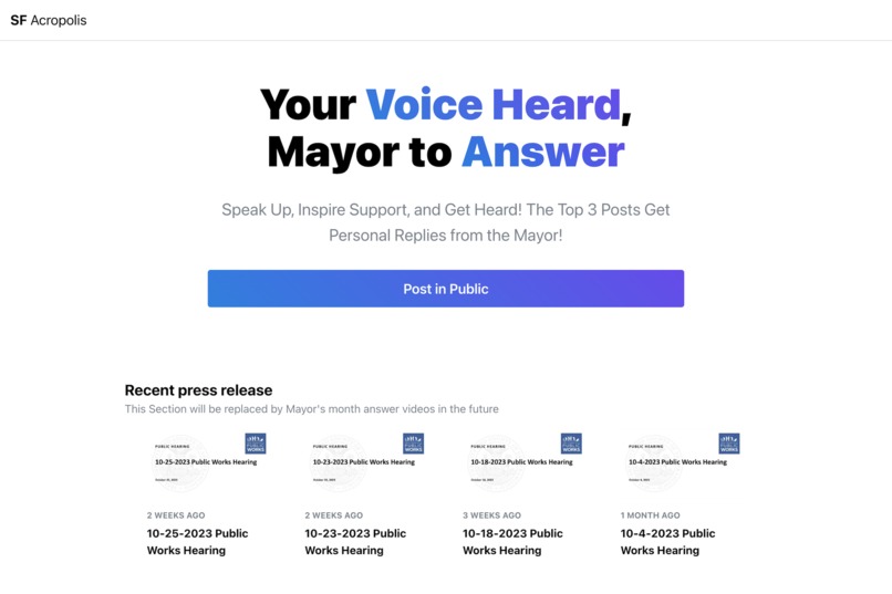 SF Acropolis - Your voice heard, Mayor to Answer – screenshot 1