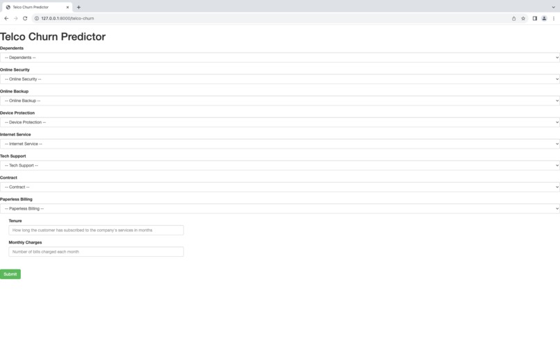 Telco Churn Calculator – screenshot 2