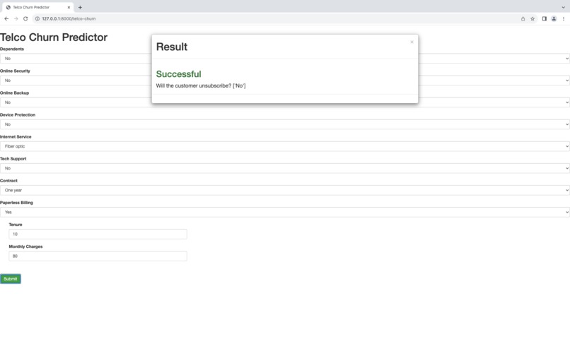 Telco Churn Calculator – screenshot 3