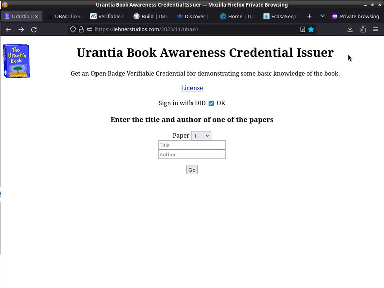 Urantia Book Awareness Credential Issuer – screenshot 1