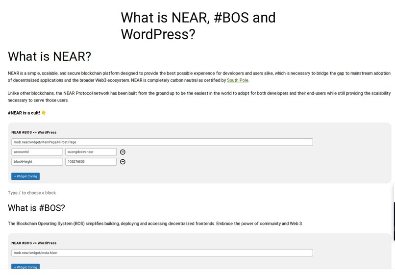 WP-BOS -  embed any NEAR BOS components into WordPress! – screenshot 2