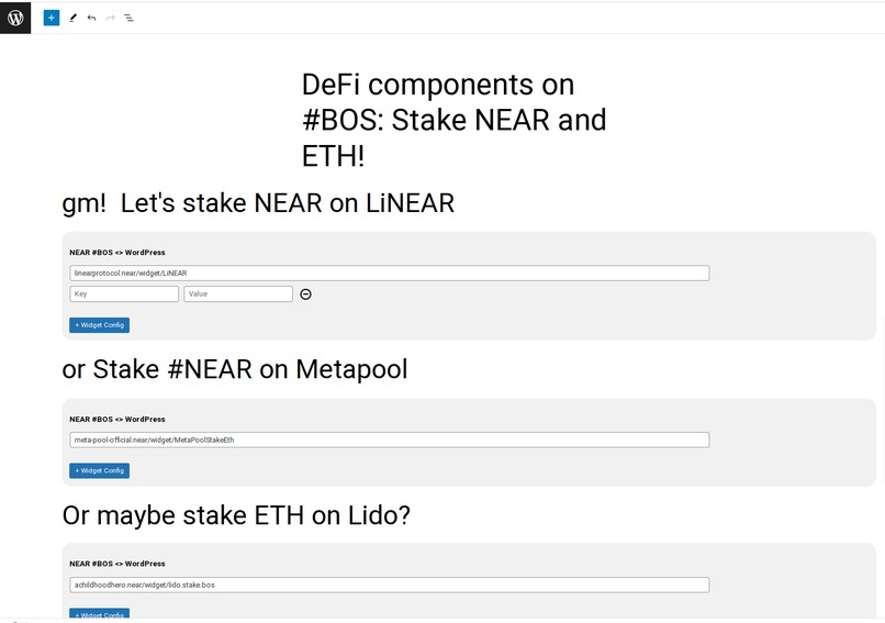 WP-BOS -  embed any NEAR BOS components into WordPress! – screenshot 3
