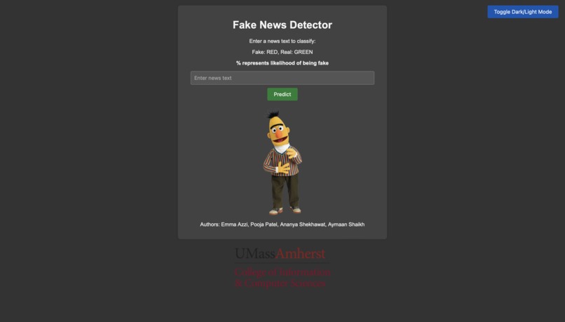VerifAI: Fake News Detector using BERT – screenshot 2