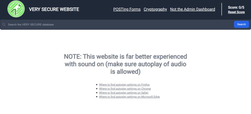 "Very Secure Website" – screenshot 1