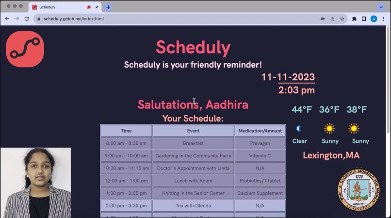 Scheduly – AI based Web App for Lex Seniors with memory loss – screenshot 2
