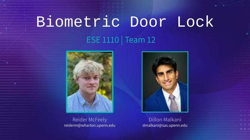 ESE 1110 Team 12: Biometric Door Lock – screenshot 1