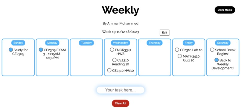 Weekly - A Task Calendar – screenshot 1